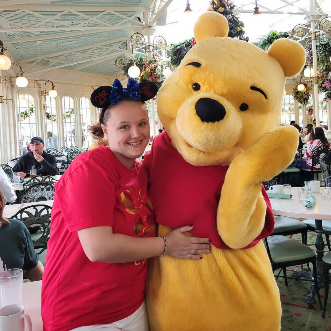 Girl with static encephalopathy celebrates her bithday with Winnie the Pooh